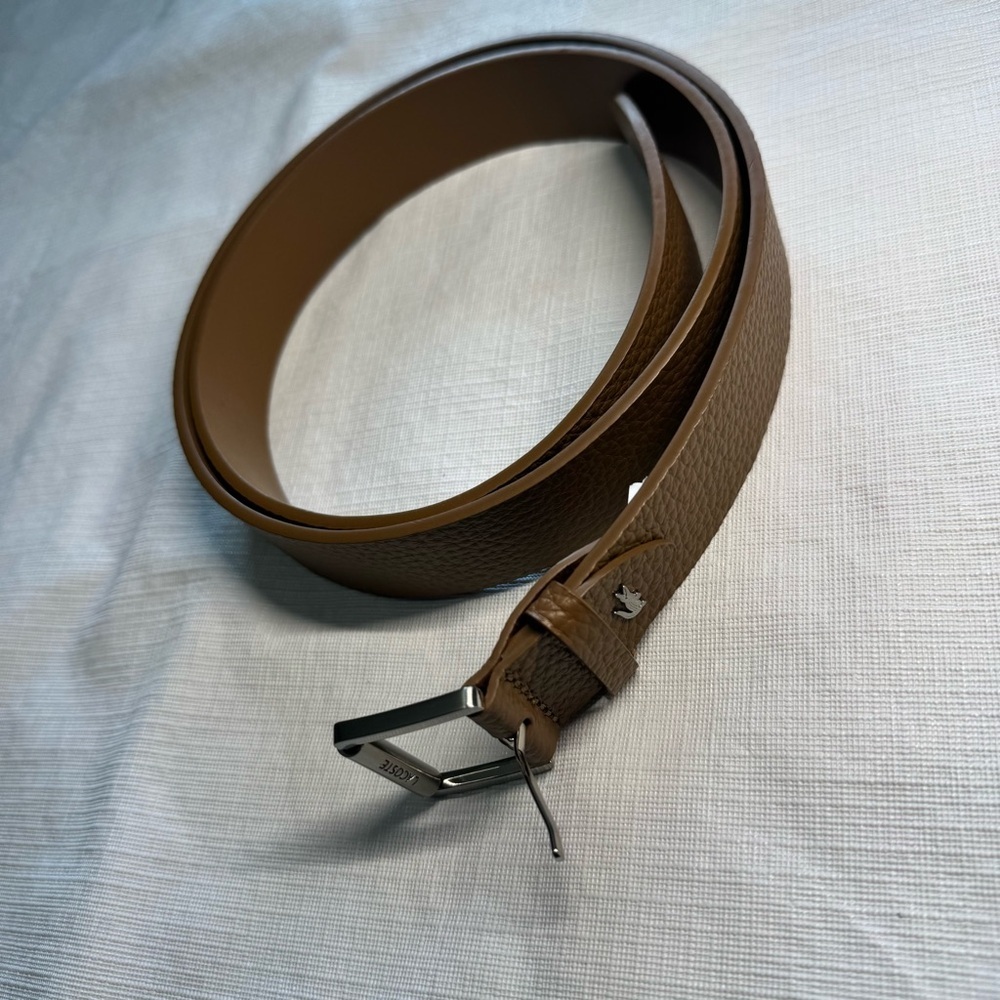 Lacoste Tan Leather Belt with Classic Silver Buckle